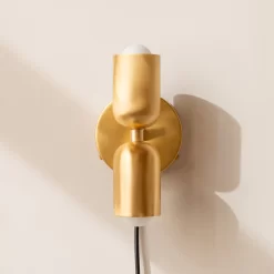 Brass Up Down Plug-In Wall Sconce -Fashion Lighting 1009146