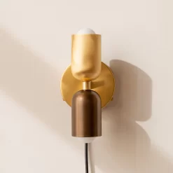 Brass Up Down Plug-In Wall Sconce -Fashion Lighting 1009148