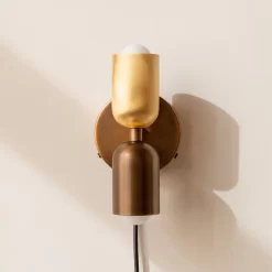Brass Up Down Plug-In Wall Sconce -Fashion Lighting 1009149