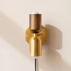 Brass Up Down Plug-In Wall Sconce -Fashion Lighting 1009150