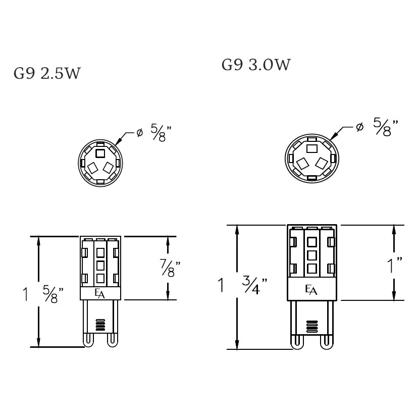 JCD G9 Pinblade 2.5W 120V 2700K 90CRI 2-Pack 1 JCD G9 Pinblade 2.5W 120V 2700K 90CRI 2-Pack