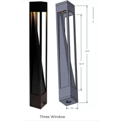 Mount Rainier Three-Window Outdoor Bollard 12V