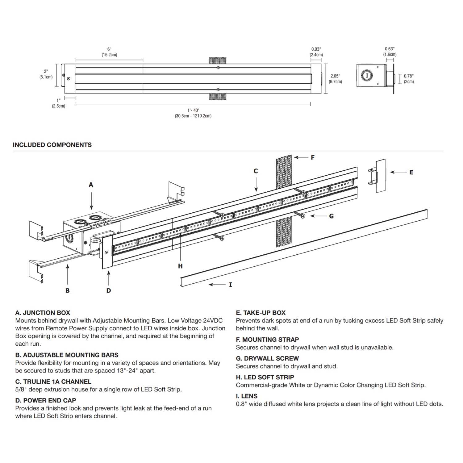 TruLine 1A 5W 24VDC RGB Plaster-In LED System 1 TruLine 1A 5W 24VDC RGB Plaster-In LED System