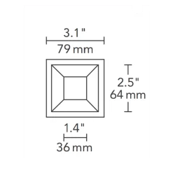 2 Inch Square Flanged Bevel Lensed Shower Trim