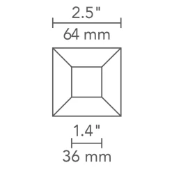 2 Inch Square Flangeless Bevel Lensed Shower Trim