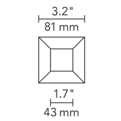 Element 3 Inch Square Flangeless Bevel Lensed Shower Trim