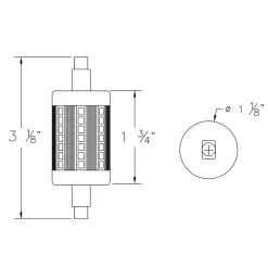 T3 R7S Short 6W 120V 3000K 80CRI 2-Pack