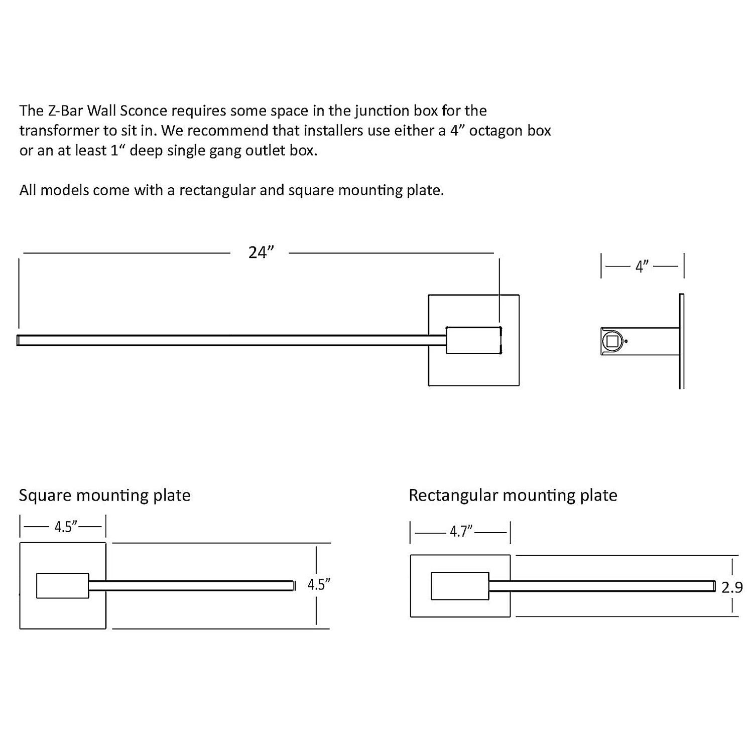 Z-Bar End Mount Wall Sconce 1 Z-Bar End Mount Wall Sconce