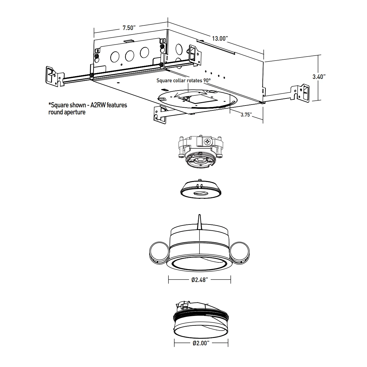 Atomos 2 Slim Round Wall Wash Trim / IC Airtight Housing 1 Atomos 2 Slim Round Wall Wash Trim / IC Airtight Housing