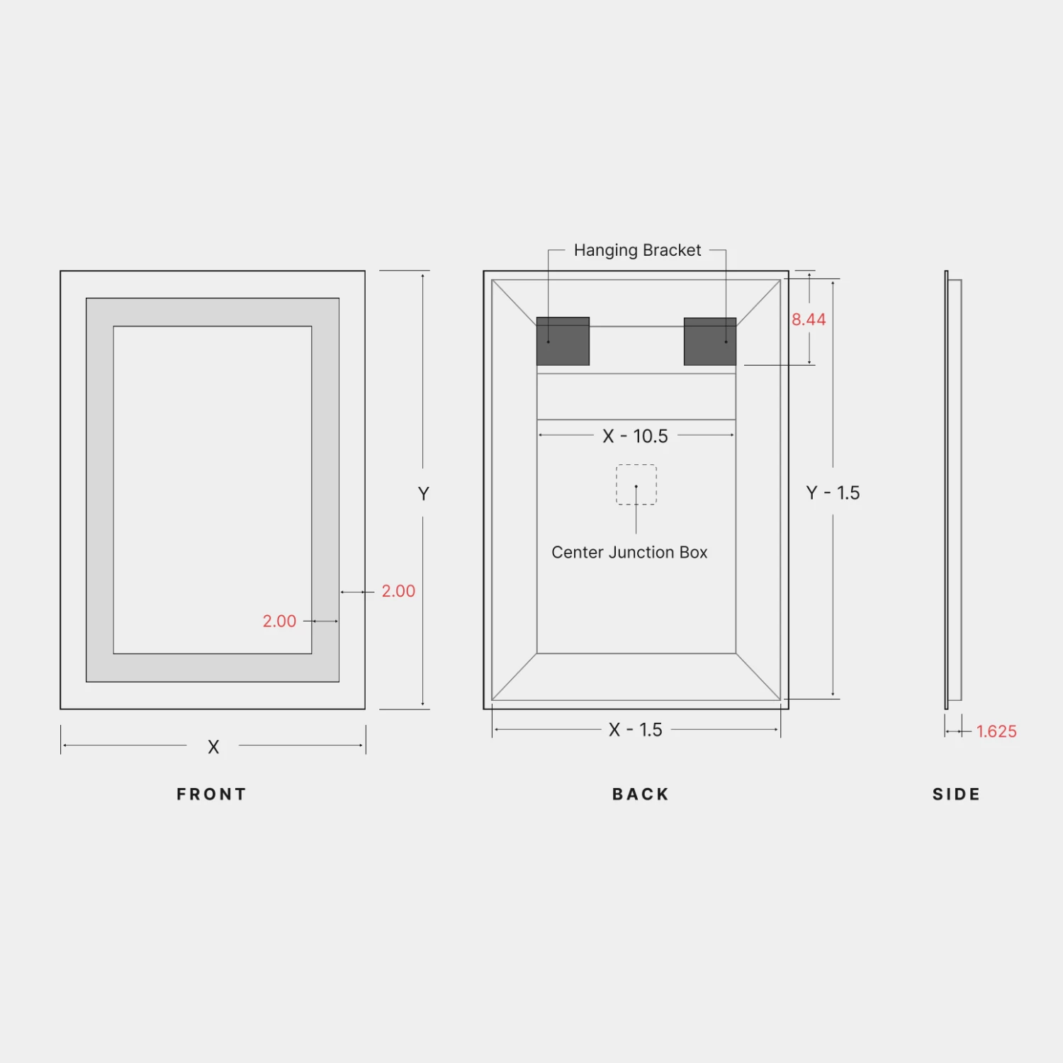 Classic L01B Vertical Full Frame Inset LED Mirror 1 Classic L01B Vertical Full Frame Inset LED Mirror