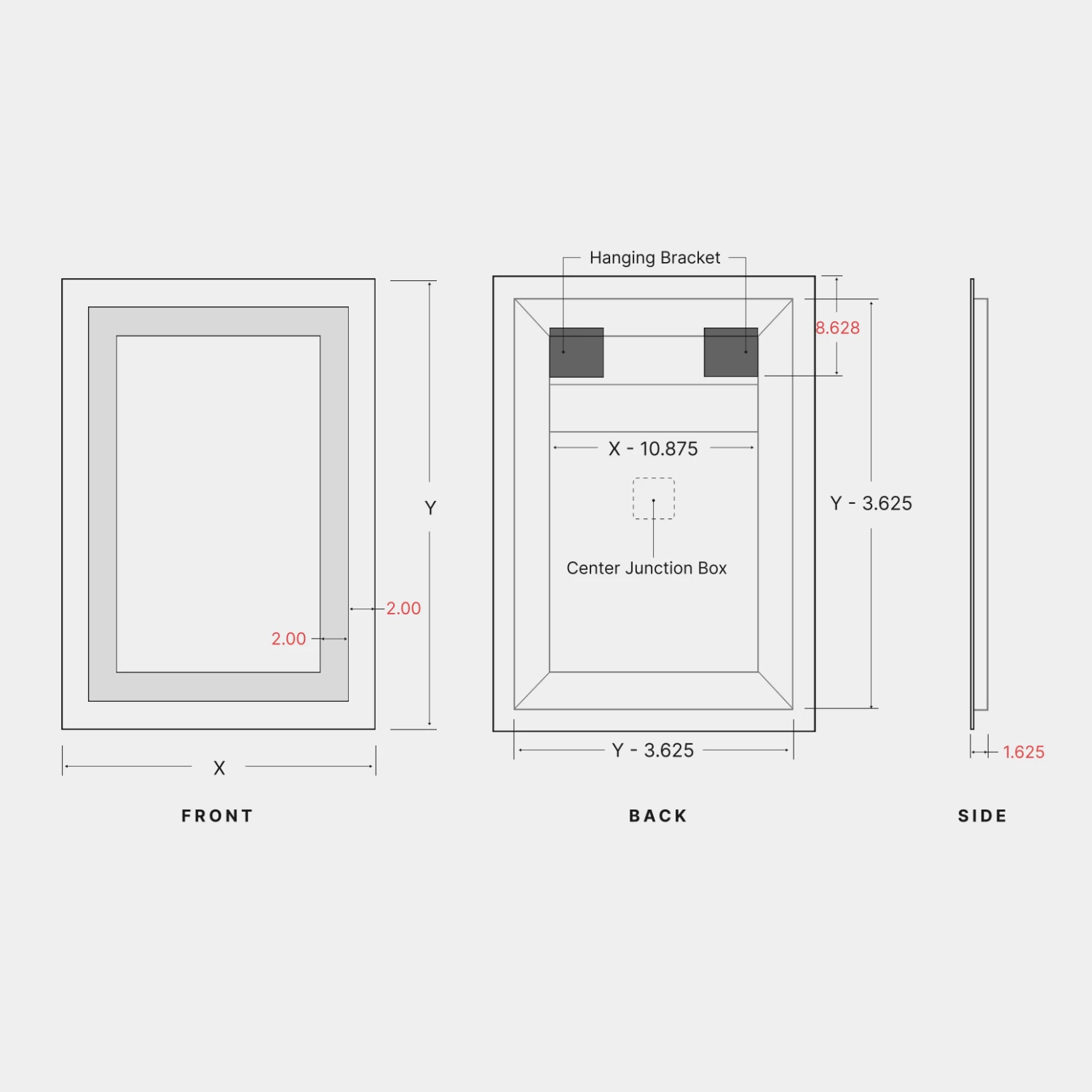 Classic L01D Vertical Full Frame Inset LED Mirror 1 Classic L01D Vertical Full Frame Inset LED Mirror