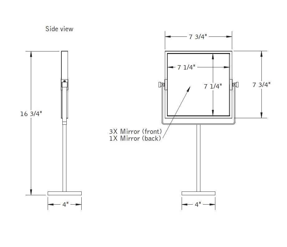 Baci Basic Square 1X/3X Reversible Vanity Mirror 1 Baci Basic Square 1X/3X Reversible Vanity Mirror