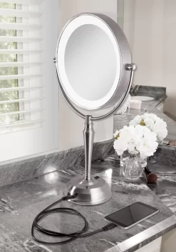 Cordless 1X/10X LED Rechargable USB Vanity Mirror